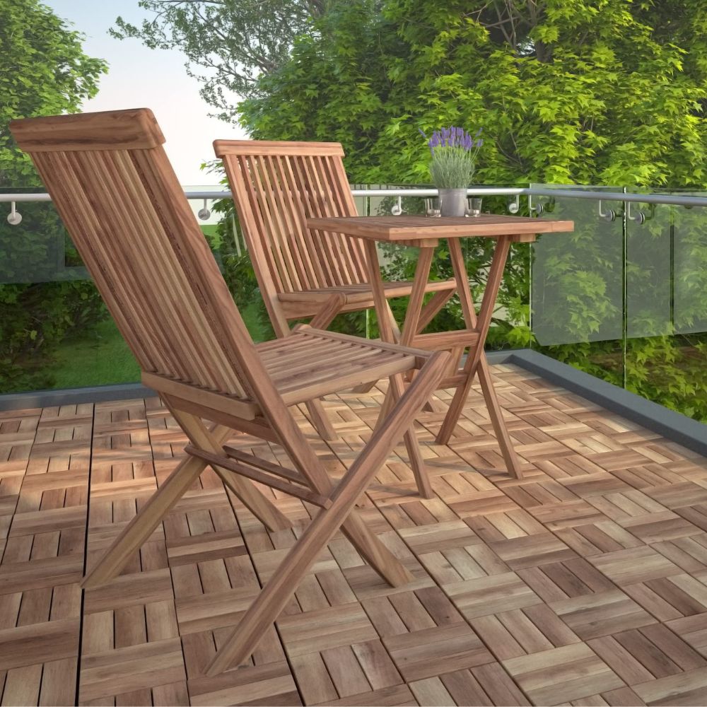 SAM 11 pieces for 1m² wooden tiles (30x30cm): Solid acacia wood + oiled | Balcony - Terrace - Click tiles