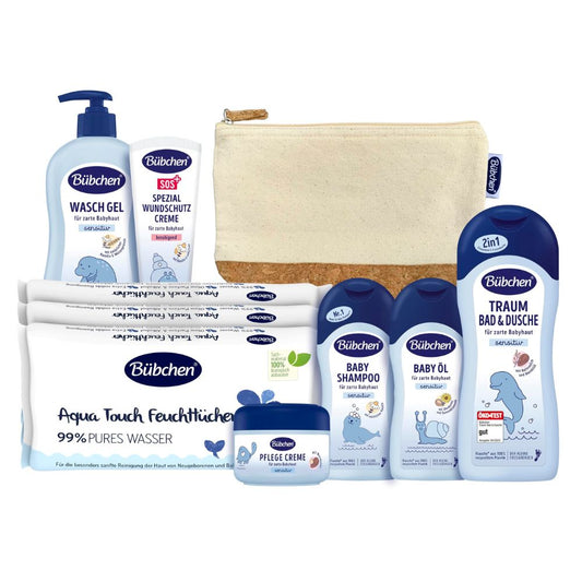 Bübchen Pflege-Geschenkset für Neugeborene (7-teilig) mit Baby-Produkten | Ohne Silikone