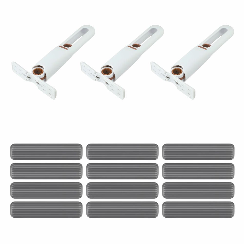 Mini Squeeze Mop™ | Selbstpressender Faltmopp für Haushalt, Küche und mehr (3 Griffe + 12 Mop)