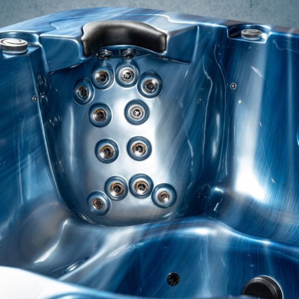 Outdoor whirlpool 'Torina Ocean Blue' for 5 people: With powerful massage & LED color light therapy
