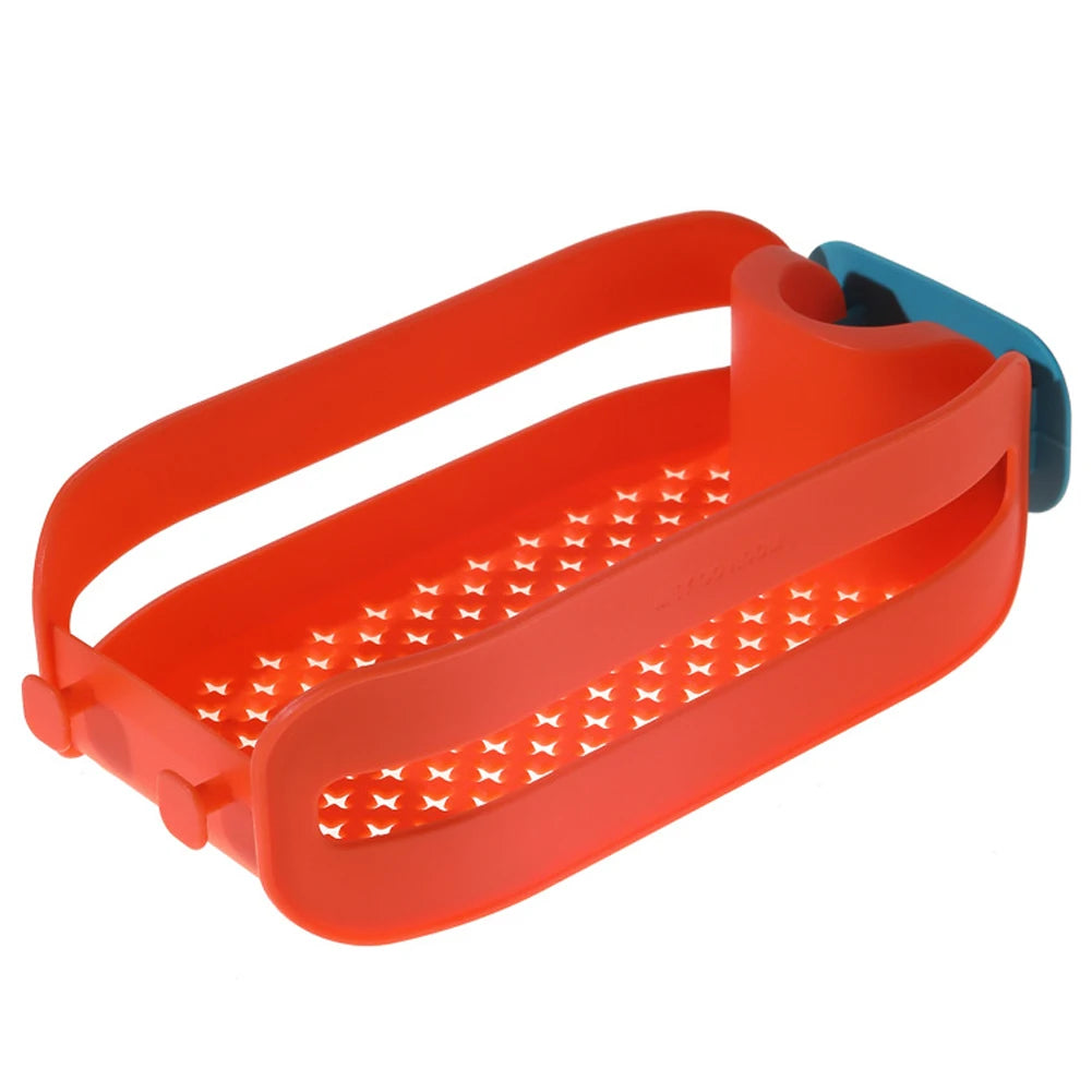 2-in-1 Abtropfgestell für Wasserhahn | Einclip-Fixierung, Küchen- & Bad-Organizer (Rot)