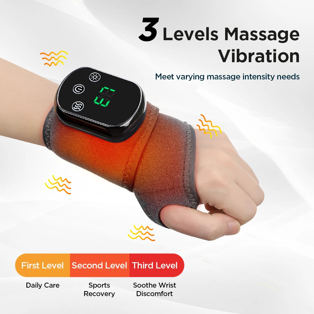 Elektrischer Handgelenk-Massager | 5 Heizstufen, 3 Vibrationsmodi, Linderung bei Karpaltunnel