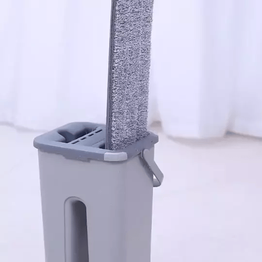Wischmopp-Set mit Eimer | Auswringfunktion und Edelstahlgriff für alle Böden - Preview GIF1