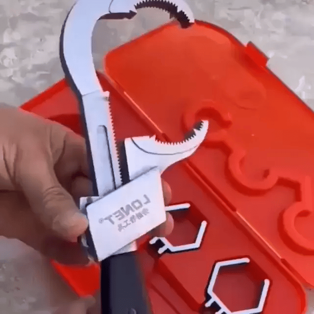 Universeller Doppelmaulschlüssel aus Aluminiumlegierung für Reparaturen an Bad, Sanitär, Wasserhahn und Waschbecken - Preview GIF