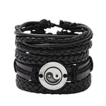 Vintage Ethno-Design Geflochtene Lederarmband für Männer mit Holzperlen