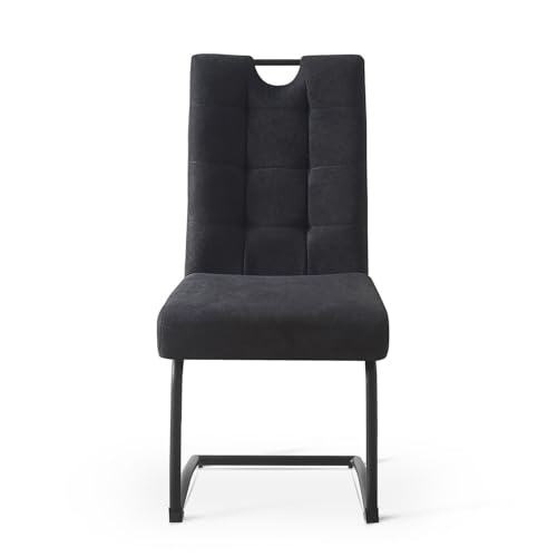 B&D home 2er-Set  Freischwinger Esszimmerstühle 'Sofia' | Modern Design in Anthrazit