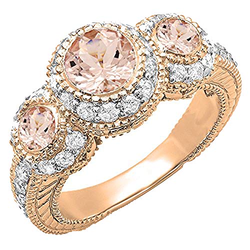 DazzlingRock Collection (KS715-1214K) Rotgold Damenring mit Morganit & weiße Diamanten