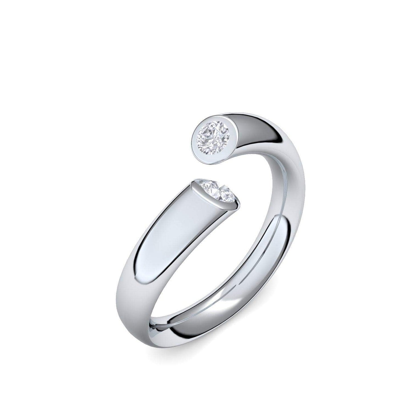 AMOONIC diamond ring for women including luxury case: 0.08 carat SI1/H (585 white gold)