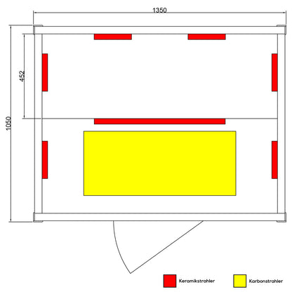 Dewello® Infrarotsauna 'Laval Plus' (135x105cm) für 1-2 Personen aus Hemlock-Holz, LED, Bluetooth