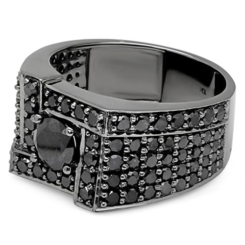 DazzlingRock Collection (KS715-12) 10K Weißgold, Rund Schwarz-Diamant