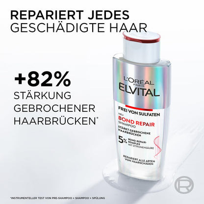 L'Oréal Paris Elvital Bond Repair Pflegeset (3-teilig) zur Haarreparatur mit Pre-Shampoo, Shampoo & Spülung