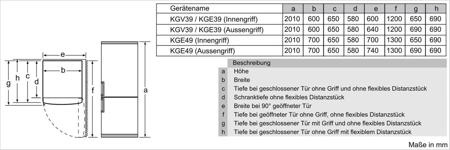 Bosch KGE49AICA Kühl-Gefrier-Kombination XXL VitaFresh: AntiFingerprint