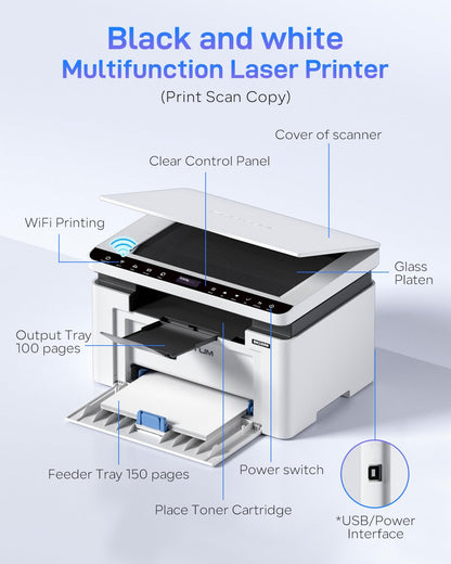 PANTUM (BM2309W) 3-in-1 Multifunction Device | Laser Printer, Scanner, Copier: Wi-Fi, AirPrint