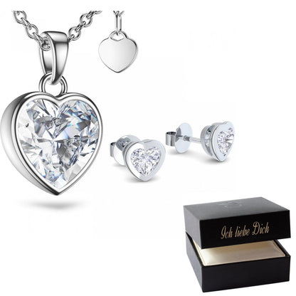 AMOONIC Damen Schmuck-Geschenkset | 925 Sterling Silber: Kette-Ohrring-Halskette