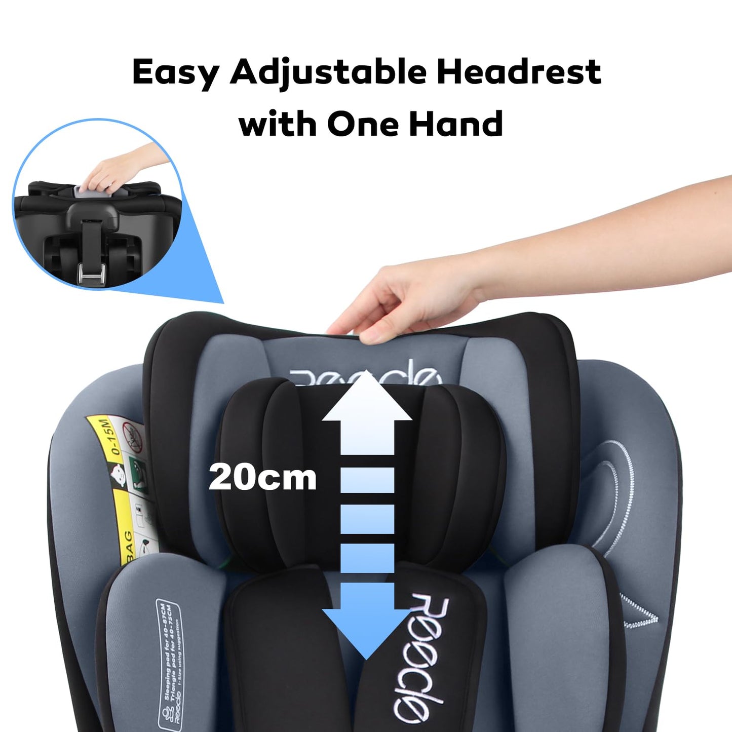 Reecle i-Size Child Seat (Black Gray) 0+/1/2/3 | ISOFIX, Safety Certified