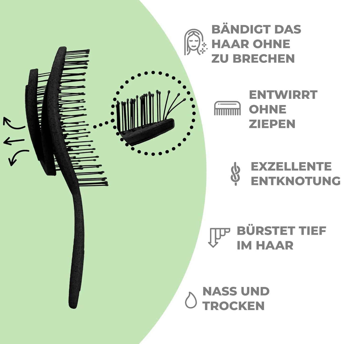 Ninabella Detangling Brush - For all hair types &amp; sustainable care