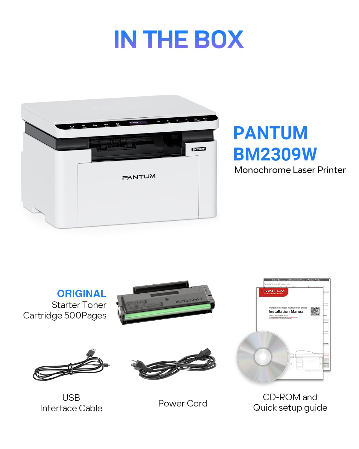 PANTUM (BM2309W) 3-in-1 Multifunction Device | Laser Printer, Scanner, Copier: Wi-Fi, AirPrint