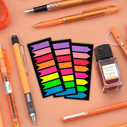 Sticky-Notes Haftstreifen (1200 Stück): Seitenmarker - 3 Designs, 8 Farben