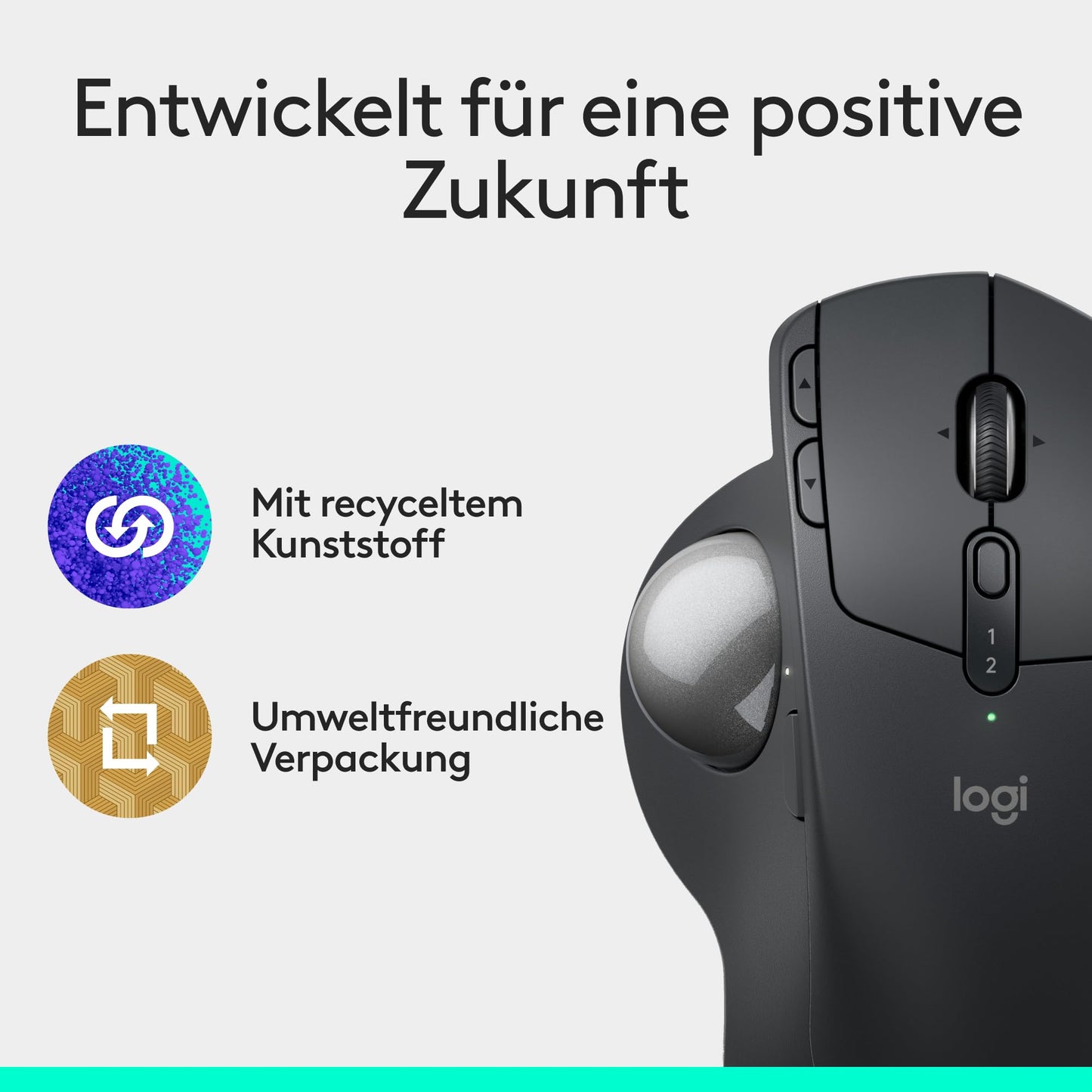 Logitech MX Ergo S Advanced Wireless Trackball Mouse, USB-C Rechargeable Wireless Ergonomic Mouse with Bluetooth and Encrypted Dongle, 6 Programmable Buttons, for PC/Mac - Graphite