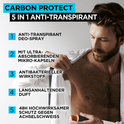 L'Oréal Men Expert 5-in-1 Deo für Männer für bis zu 48 Stunden Frische: Carbon Protect (6x150ml)