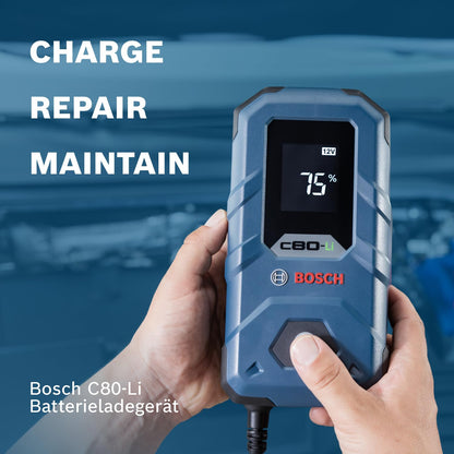 Bosch (C80-Li) Autobatterie-Ladegerät mit Erhaltungsladungs-Funktion für 6V-12V
