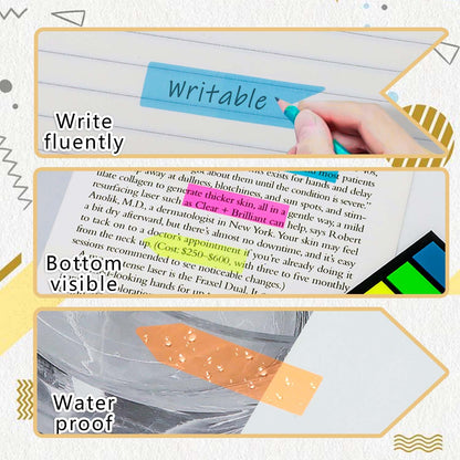 Sticky-Notes Haftstreifen (1200 Stück): Seitenmarker - 3 Designs, 8 Farben