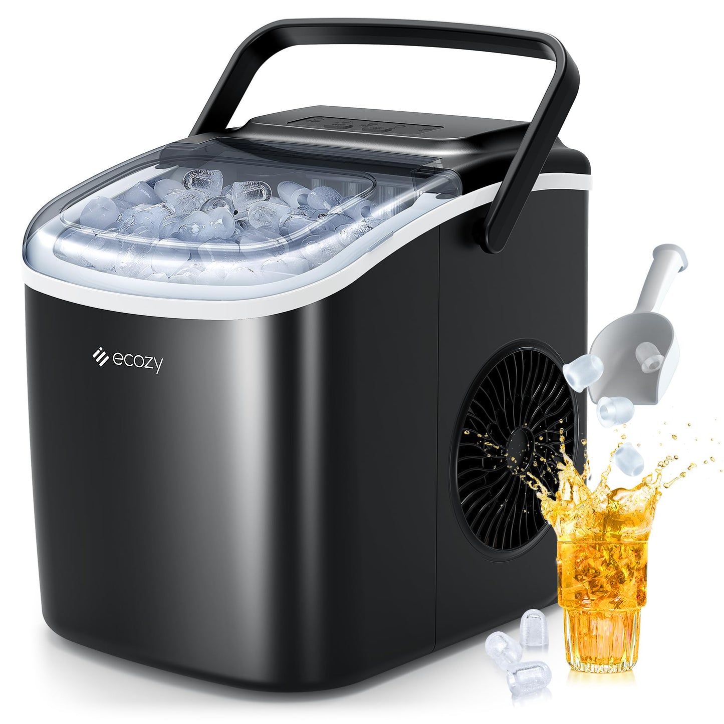 Selbstreinigende Eiswürfelmaschine (12kg in 24h): 2 Eiswürfelgrößen, Eiswürfelbereiter für Zuhause