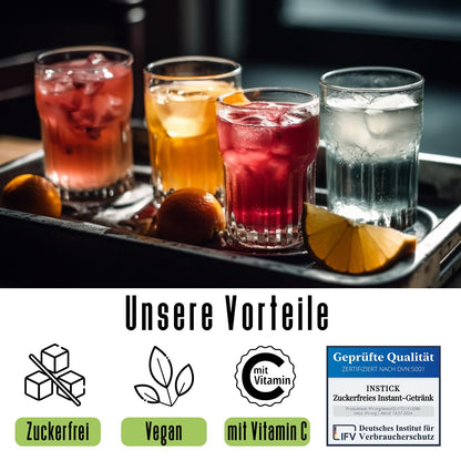 INSTICK Zuckerfreies Vegan-Instant-Getränk (Bundle Frucht-Mix) verschiedene Sorten (5x12 Sticks)