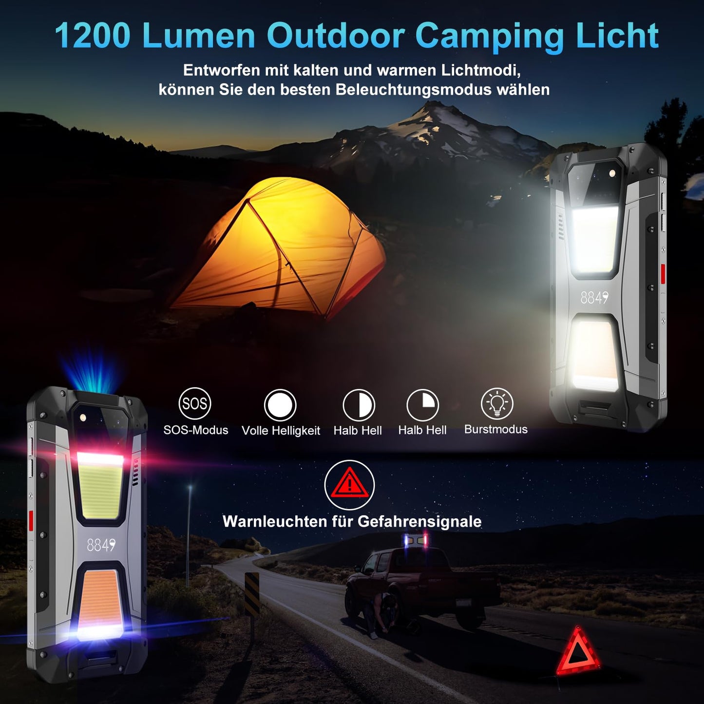 Tank 2 Outdoor Dual SIM Smartphone with Projector &amp; Night Vision (24GB RAM+512GB Storage, 15500mAh)