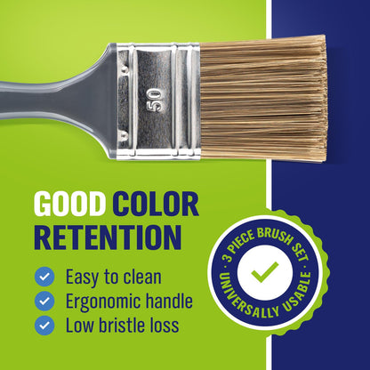 Color Expert Glazing Flat Brush Set (3 pieces) for glazing and painting work | Plastic handle