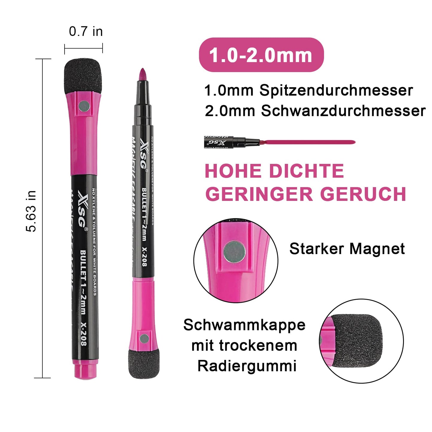 Whiteboard Marker Pens with Sponge (12 Pack): Dry Wipe