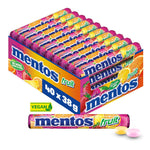Mentos Fruit Dragees, fruit candies with orange, lemon, strawberry, chewy candies with fruity flavor, candy multipack (40 rolls), vegan