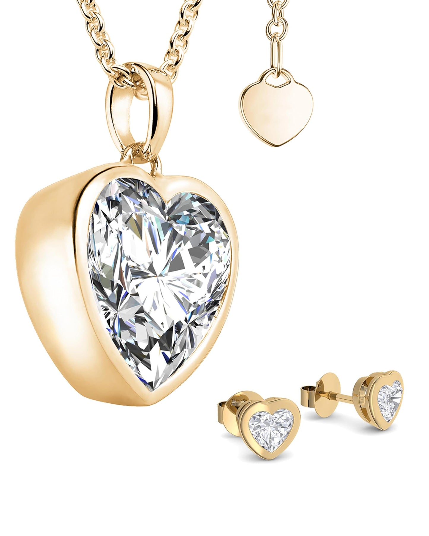 AMOONIC women's jewelry gift set with gold-plated 925 sterling silver: chain-earring-necklace