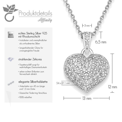 AMOONIC Affinity Heart Necklace (925 Silver) with Zirconia Stones: FREE Engraved Case | For the Best Mom in the World