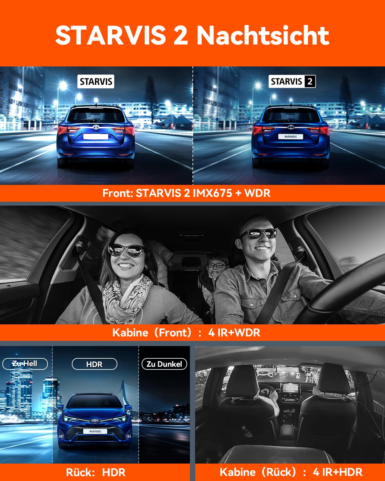 VANTRUE N5 Car Dashcam with Night Vision: 4 Channel, 2.7K, WiFi, 1080P, HDR+, GPS