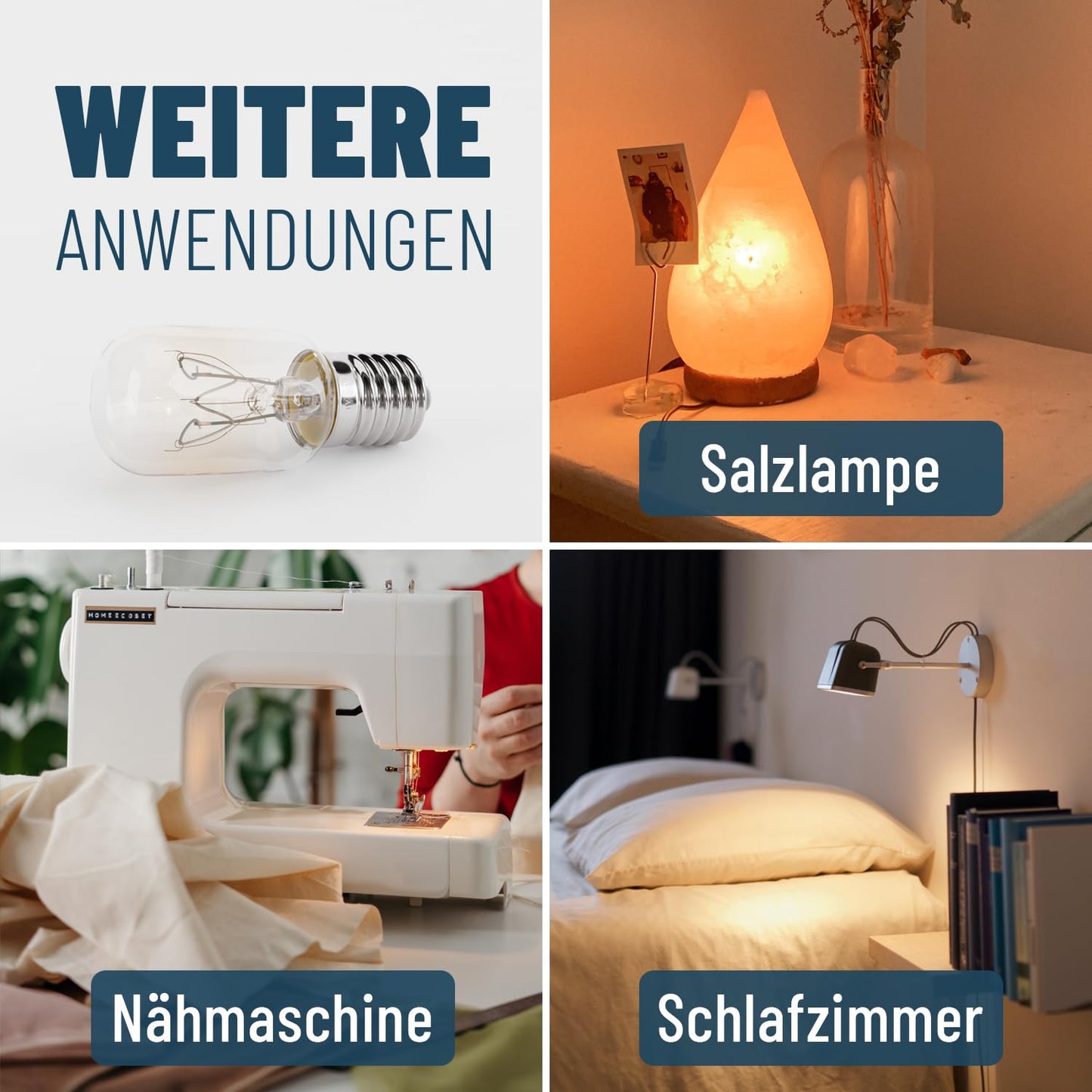 Refrigerator lamp E14 (15W): 2700K warm white with T22 capsule, 90 lumens
