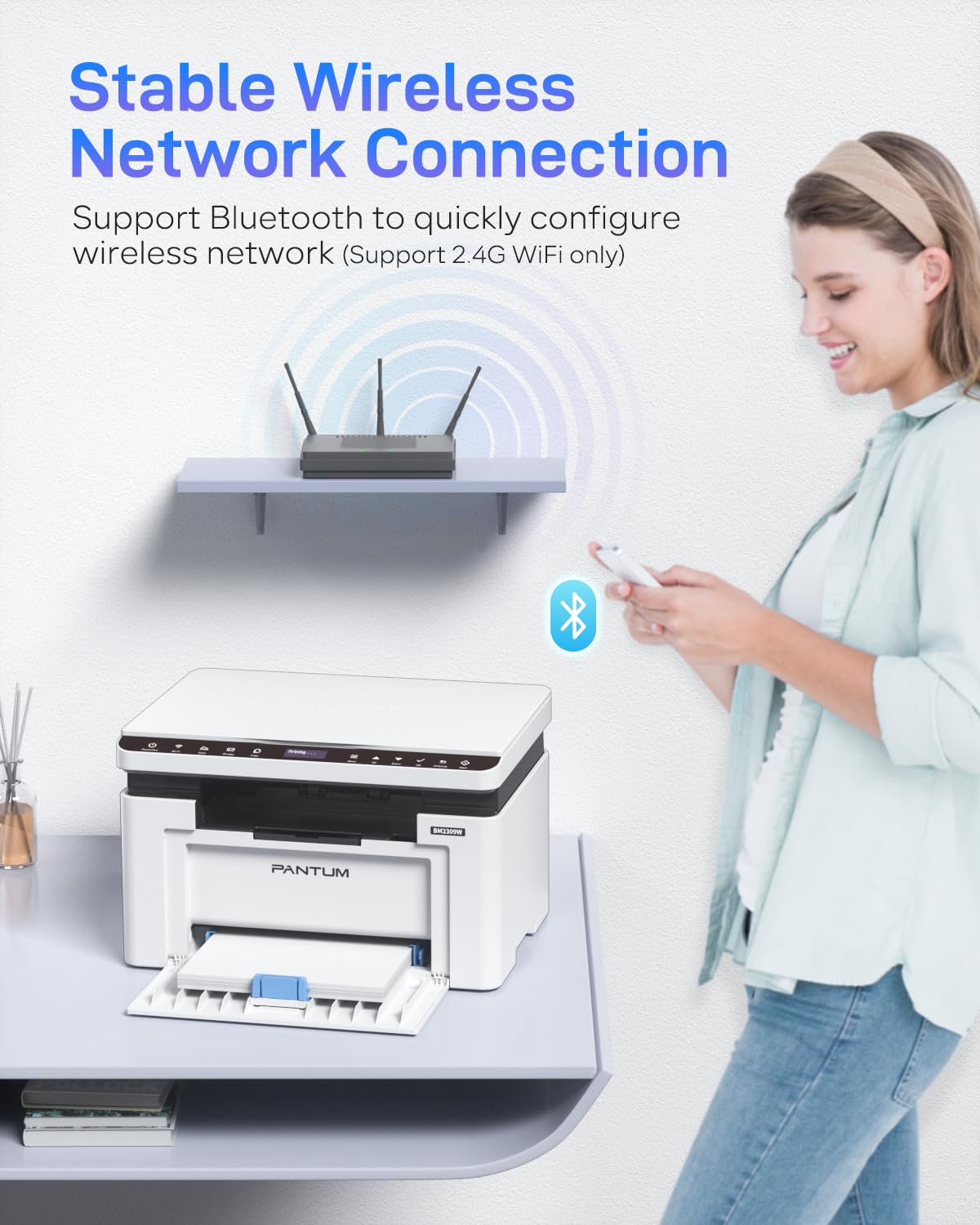 PANTUM (BM2309W) 3-in-1 Multifunction Device | Laser Printer, Scanner, Copier: Wi-Fi, AirPrint