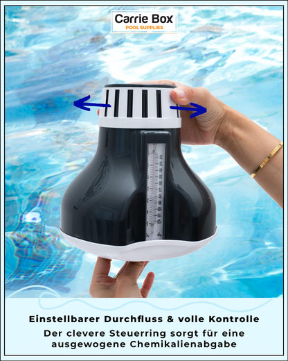 Carrie Box Dosierschwimmer inkl. Thermometer: Chlordosierer, Einstellbar, 20 bis 200g