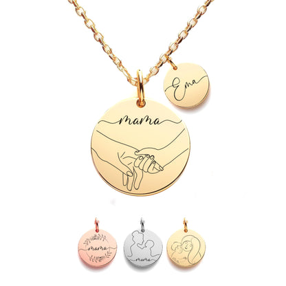 Personalisierte Initialen Kette für Mütter mit Gravur & zwei runden Anhängern in Rosegold, Gold und Silber