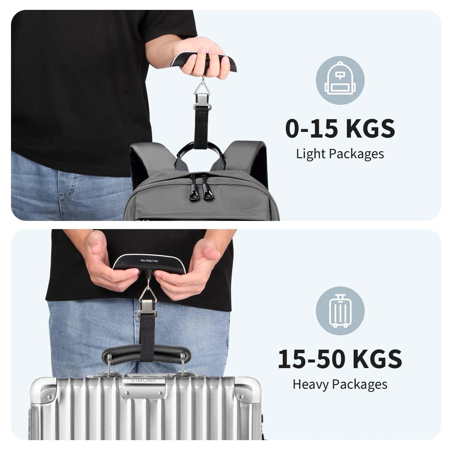Digital suitcase - luggage - hanging scale with temperature sensor &amp; tare function: up to 50kg