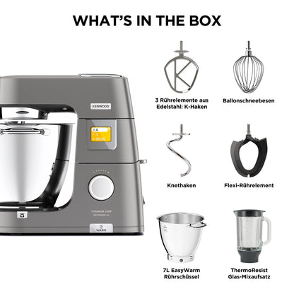 Kenwood Titanium Chef Patissier XL KWL90.034SI (1400 Watt) | Küchenmaschine mit integrierter Waage & Wärmefunktion,