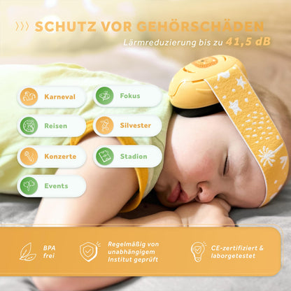 Schallwerk® Mini+ earmuffs for toddlers (Lion Yellow): Noise protection headphones for babies and children