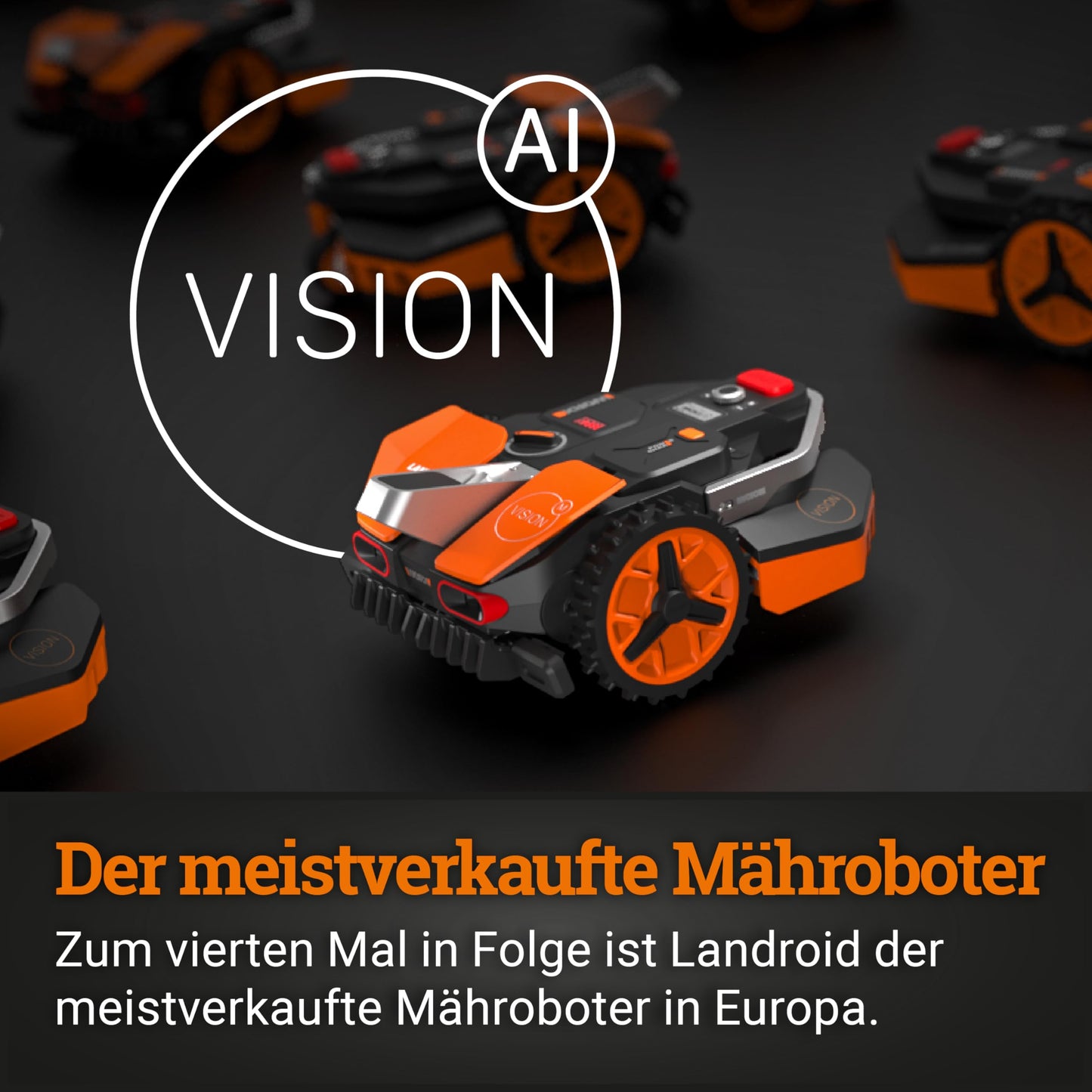 WORX Landroid Vision M600 KI-Mähroboter (WR206E.1) für Gärten bis 600m²: WLAN & Bluetooth, Igelschutz