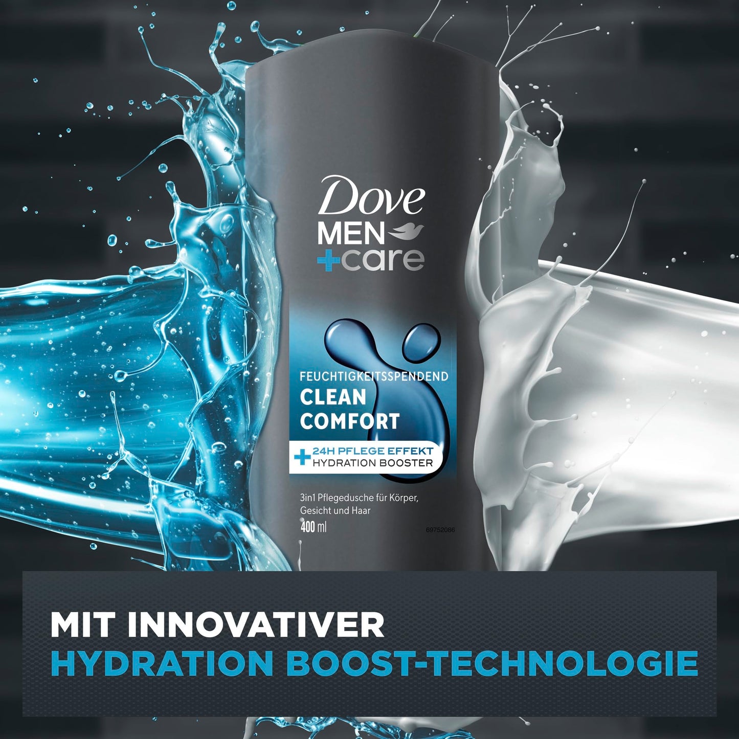 Dove Men+Care 3-in-1 Duschgel 'Clean Comfort' Duschbad für Körper, Gesicht und Haar (6x400ml)