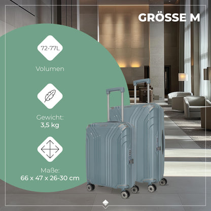 TRAVELITE 'Elvaa' hard-shell travel suitcase set (3 pieces) with recycled lining, TSA lock 