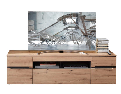 MEMPHIS Wohnwand Komplett-Set in Artisan-Eiche Optik mit LED-Beleuchtung (287x197x47cm)