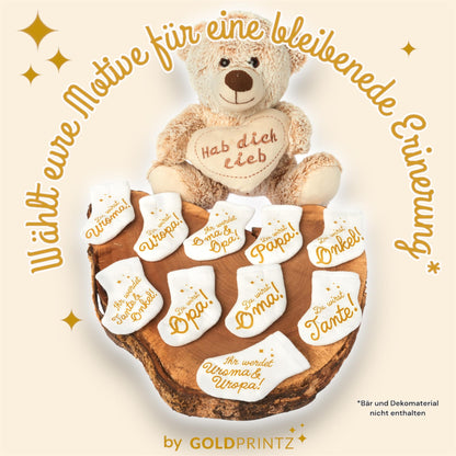 goldprintz I Ihr werdet Uroma und Uropa I Schwangerschaft verkünden I goldig bedruckte Babysocke I Wir bekommen ein Baby verkünden I Verkündung Schwangerschaft I Überraschung Babynews