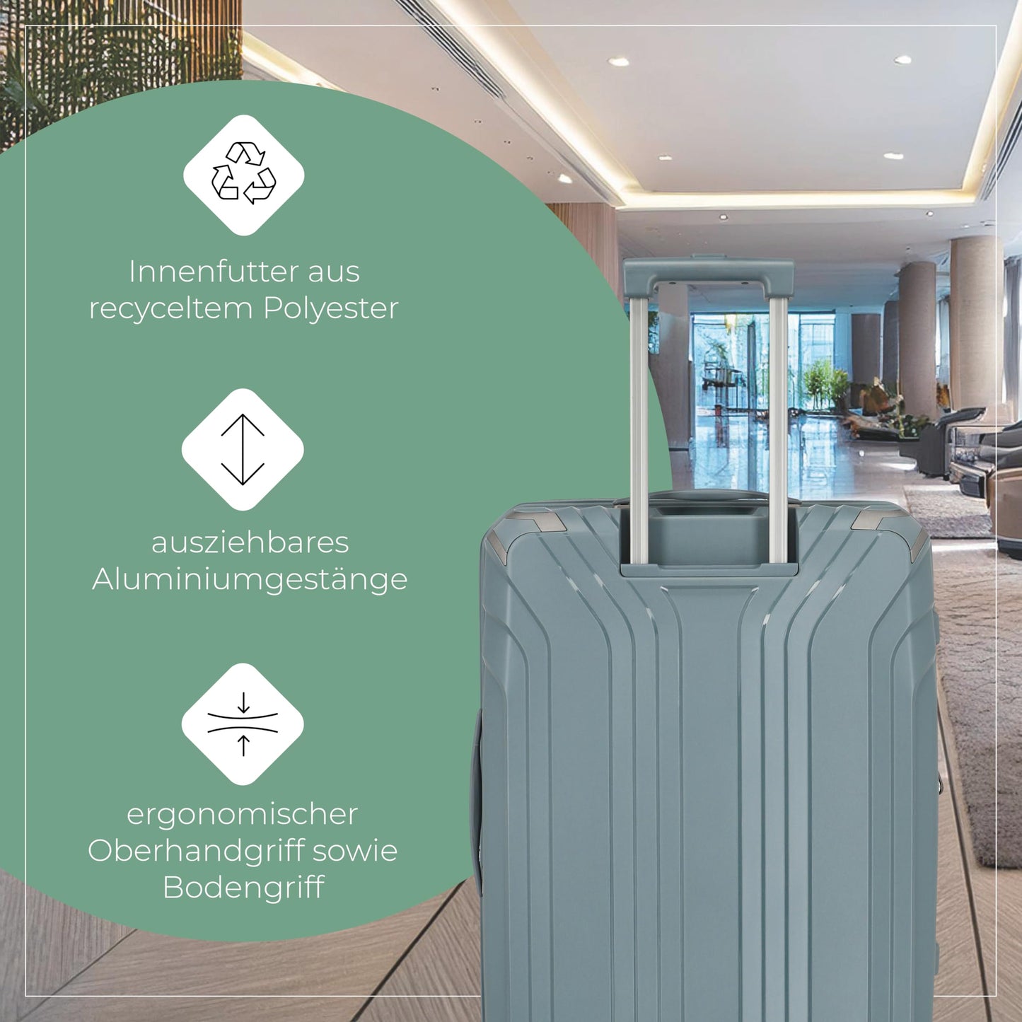 TRAVELITE 'Elvaa' hard-shell travel suitcase set (3 pieces) with recycled lining, TSA lock 