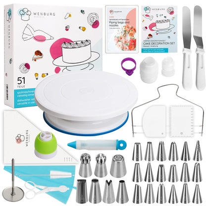 WENBURG Tortenplatte & Tortenständer-Set (51-teilig) | Durchmesser: 28cm für Anfänger und Profis