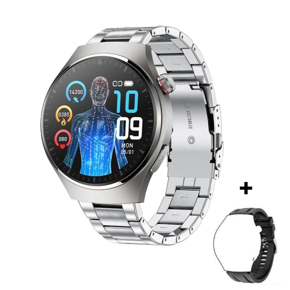 Smartwatch mit EKG-PPG Laser-Behandlung | Körpertemperatur, Blutzucker & Bluetooth-Anruf6